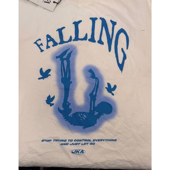 JK Attire Other - Men's JK Attire NWT Falling White & Blue Short Sleeve Cotton T-Shirt Size L